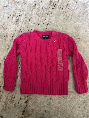 Vintage Ralph Lauren Kids Toddler Bright Pink Cable-Knit Sweater Top